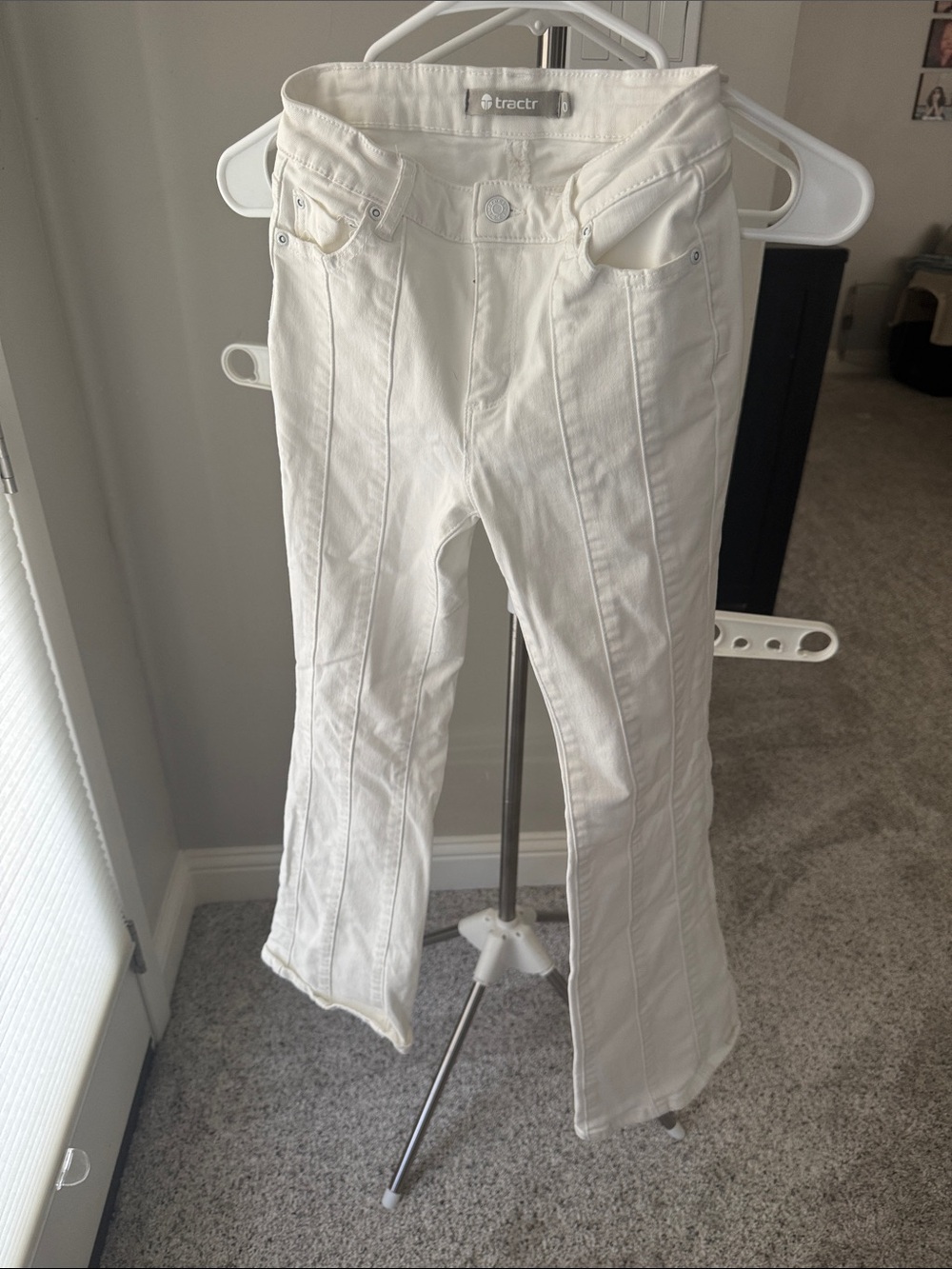 Tractr White Seamed Flare Jeans